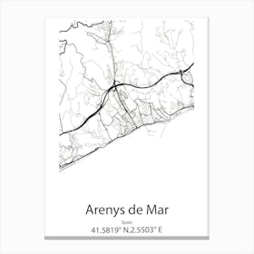 Arenys De Mar,Spain Minimalist Map Leinwandbilder