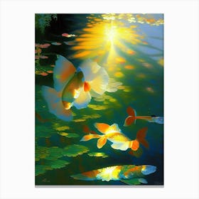 Butterfly Koi 1, Fish Monet Style Classic Painting Canvas Print