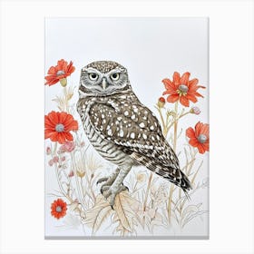Burrowing Owl Marker Drawing 4 Canvas Print