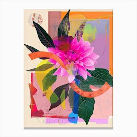 Dahlia 1 Neon Flower Collage Canvas Print