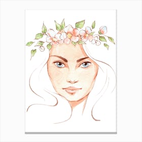 Woman With A Flower Crown Canvas Print