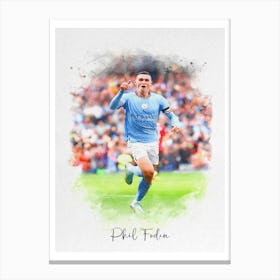 Phil Foden Manchester City Watercolor Canvas Print