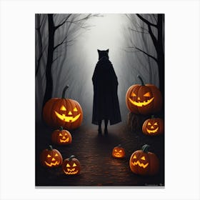 Witch With Pumpkins 4 Canvas Print