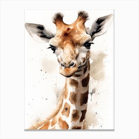 Baby Giraffe Watercolour Nursery 7 Canvas Print