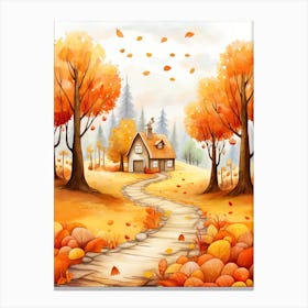 Cute Autumn Fall Scene 32 Canvas Print