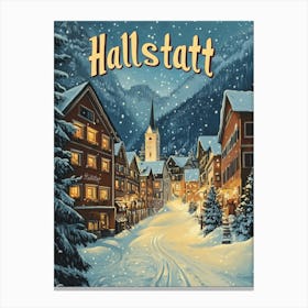 Aihrgdesign A Mid Century Modern Travel Poster For Hallstatt 1 Canvas Print