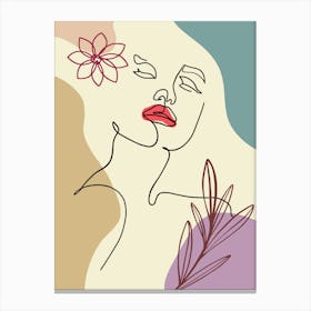 Portrait Of A Woman With Flowers 5 Canvas Print