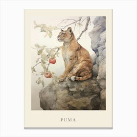 Beatrix Potter Inspired  Animal Watercolour Puma 2 Canvas Print
