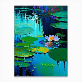 Pond With Lily Pads Water Waterscape Bright Abstract 1 Canvas Print