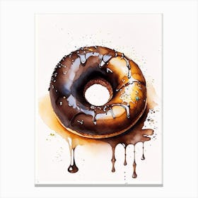 Chocolate Donut Cute Neon 3 Canvas Print