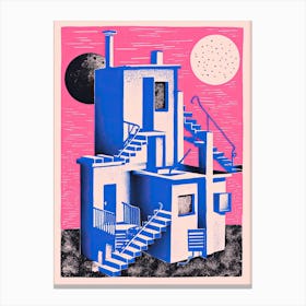 A House In Buenos Aires, Abstract Risograph Style 1 Canvas Print
