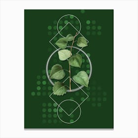 Vintage Quaking Aspen Botanical with Geometric Line Motif and Dot Pattern n.0063 Canvas Print