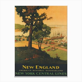 New England Vintage Travel Poster Canvas Print