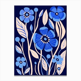 Blue Flower Illustration Flax Flower 3 Canvas Print