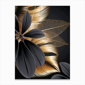 Gold And Black Feathers Canvas Print