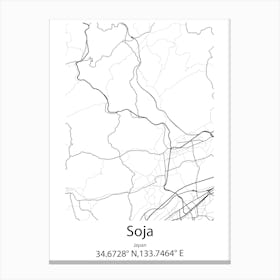 Soja,Japan Minimalist Map Toile