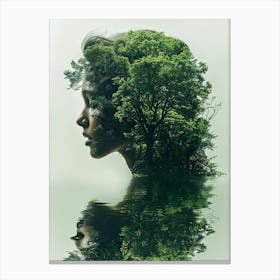Portrait Of A Woman With Trees Canvas Print