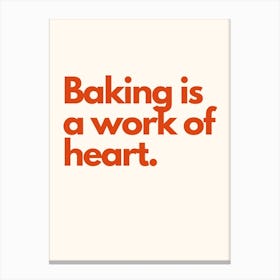 Baking Work Of Art Kitchen Typography Cream Red Canvas Print