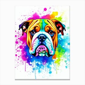 Bulldog Rainbow Oil Painting dog Canvas Print