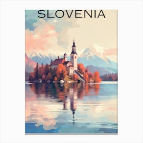 Colouful Slovenia travel poster lake bled Canvas Print