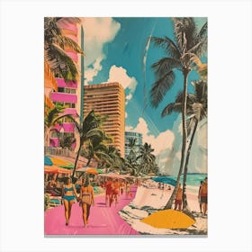 Miami   Retro Collage Style 2 Canvas Print