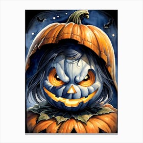 Cute Jack O Lantern Halloween Painting (7) Canvas Print
