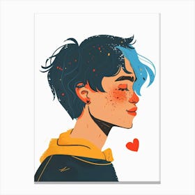 Cute Girl With Blue Hair Canvas Print