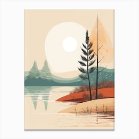 Autumn , Fall, Landscape, Inspired By National Park in the USA, Lake, Great Lakes, Boho, Beach, Minimalist Canvas Print, Travel Poster, Autumn Decor, Fall Decor 3 Canvas Print