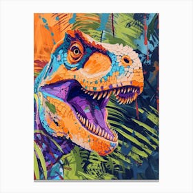 Brushstroke Orange Blue Purple T Rex Canvas Print