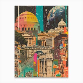 Rome   Retro Collage Style 1 Canvas Print