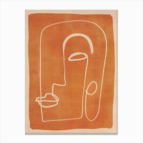 Abstract Face In Orange Canvas Print