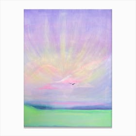 Sunset With A Bird Canvas Print