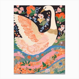 Maximalist Bird Painting Swan 2 Canvas Print