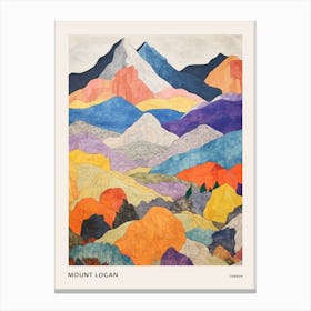Mount Logan Canada 3 Colourful Mountain Illustration Poster Canvas Print