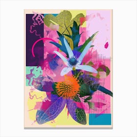 Edelweiss 4 Neon Flower Collage Canvas Print