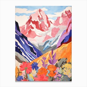 Mount Saint Elias Canada 3 Colourful Mountain Illustration Canvas Print