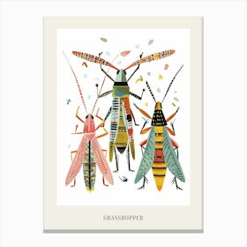 Colourful Insect Illustration Grasshopper 4 Poster Canvas Print