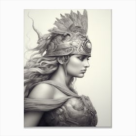 Athena Greek Goddess B&W Drawing Canvas Print