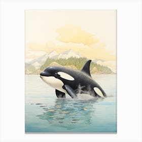 Bright Orca Whale Simplistic Illustration Canvas Print