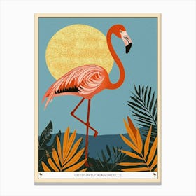Greater Flamingo Celestun Yucatan Mexico Tropical Illustration 12 Poster Canvas Print