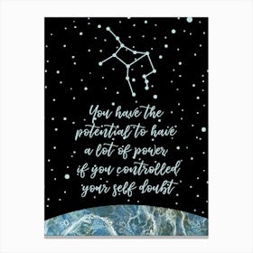 Love Quote Art with Virgo Constellation Canvas Print