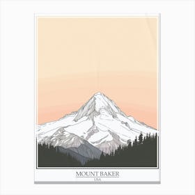 Mount Baker Usa Color Line Drawing 6 Poster Canvas Print