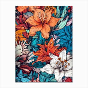 Floral Seamless Pattern flowers nature Canvas Print