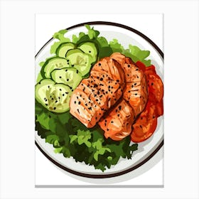 Salmon On A Plate Art Canvas Print