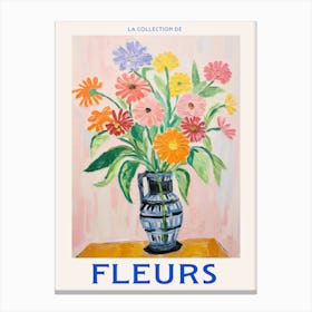 French Flower Poster Zinnia Canvas Print