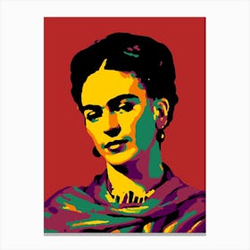 Frida Kahlo in Colorful Abstract Pop Art Illustration 2 Canvas Print