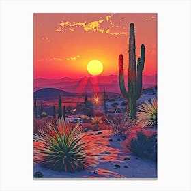 Cactus And Sun Canvas Print