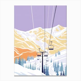 Telluride Ski Resort   Colorado, Usa, Ski Resort Pastel Colours Illustration 3 Canvas Print