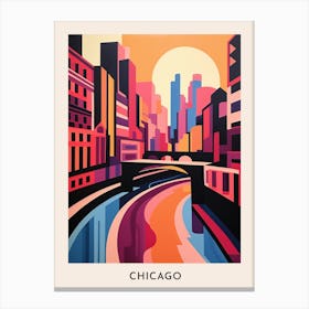 Chicago Colourful Travel Poster Canvas Print