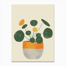 Pilea Plant Minimalist Illustration 5 Canvas Print